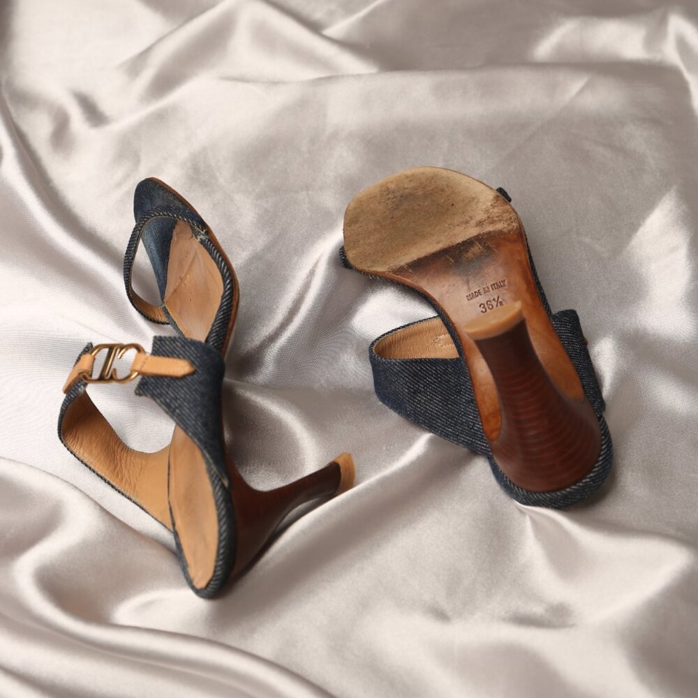 Extremely Rare CHRISTIAN DIOR Denim Sandals - Picture 4 of 9